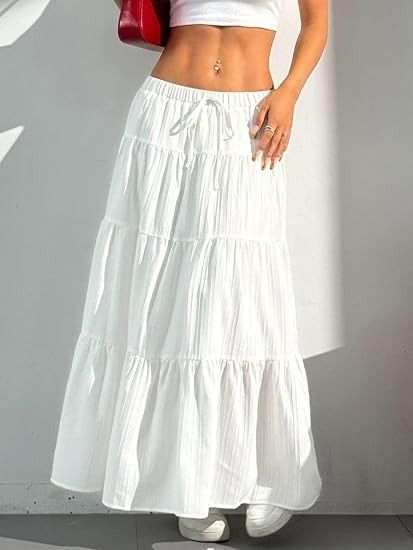 White Tiered Maxi Skirt image 3